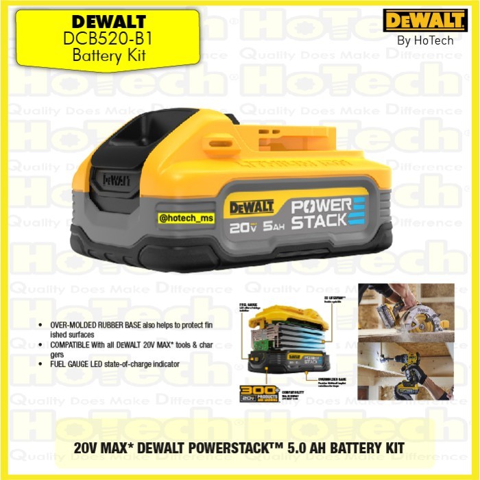 DEWALT ACCESSORIES /DCB520 20V MAX* POWERSTACK 5.0 AH BATTERY KIT HARGA KHUSUS