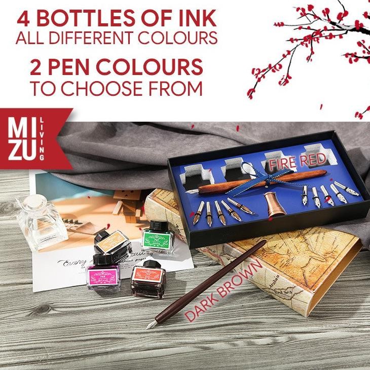 

Am67 MIZU BLACKLETTER Calligraphy Set Kaligrafi 1 Pen 11 Steel Nibs 4 Inks Pen Stand Original