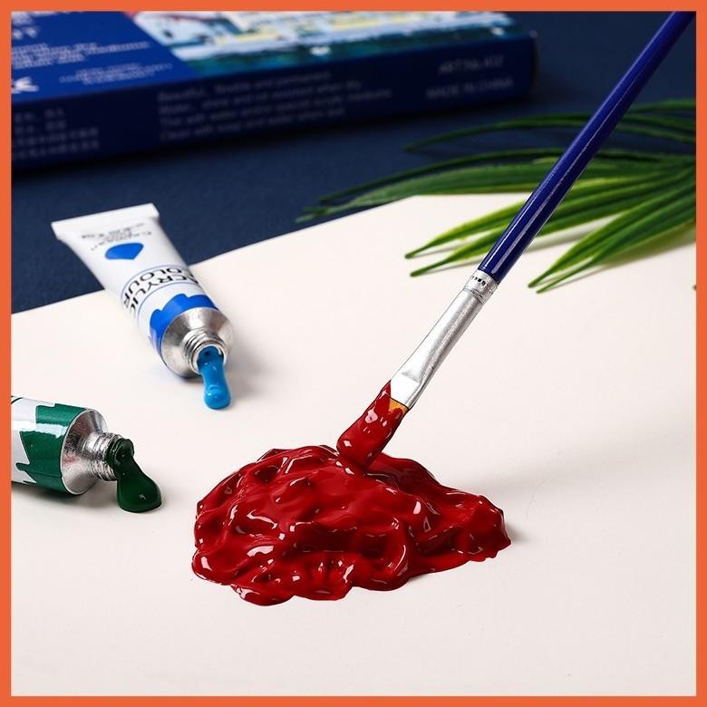 

wdr-75 Hightune Acrylic Paint Set Cat Akrilik Set 12/24 Warna 10ml Lukis Kanvas Maries Acrylic Dasar/Primer Viral