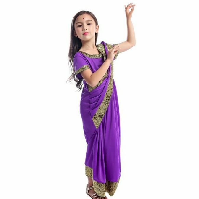oiu Sari India Traditional Costume Baju tradisional anak Dress India Saree TERLARIS