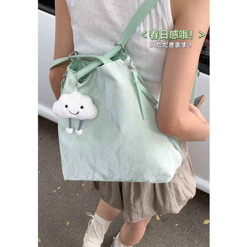 Tas bahu wanita lucu ins tas selempang tas ransel korea import fashion totebag hijau mint berkapasit