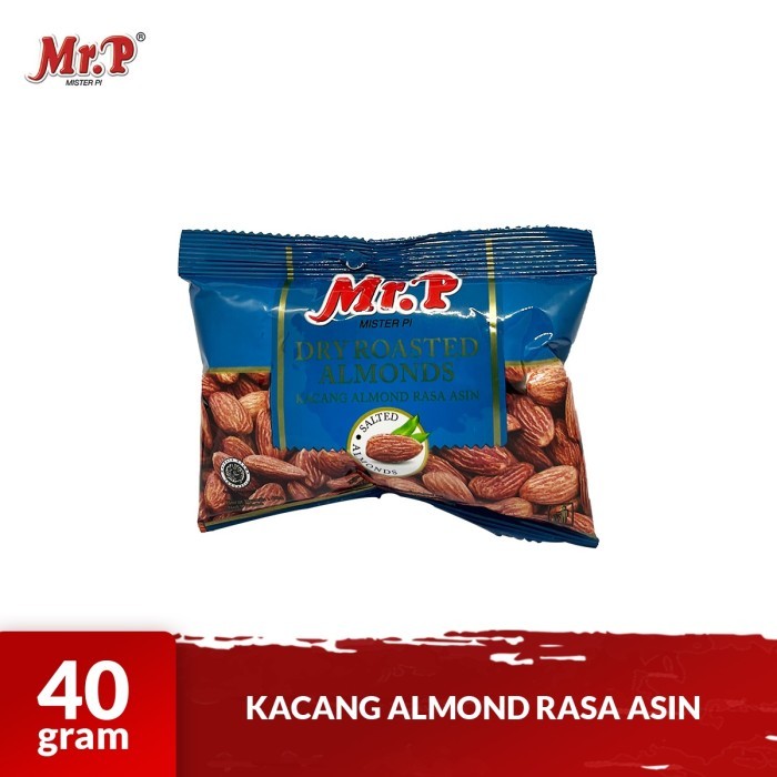 

Mr.P - Kacang Almond Panggang Rasa Asin 40gr - Dry Roasted Almond - Salted
