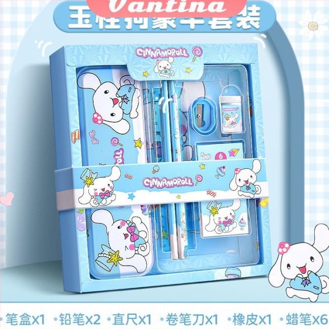 

Terlaris! Kotak Pensil Anak Set 7 in 1 Stationery Hadiah Anak Sekolah Sanrio Alat Tulis Set Kotak Pensil Berkualitas