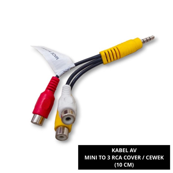 Produk Unggulan] Kabel AV 1-3 Pendek (10 CM) Mini To 3 Cover RCA Audio Video