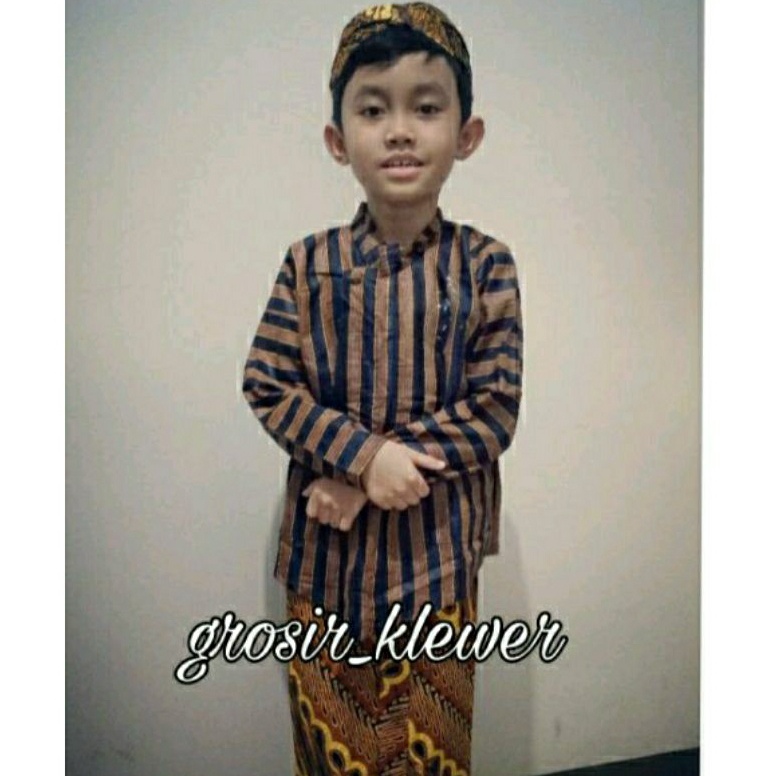 [㊠/☎PNL] Baju Adat jawa Anak - Surjan lurik anak - baju Lurik Anak - Tedak Sitenkekinian.