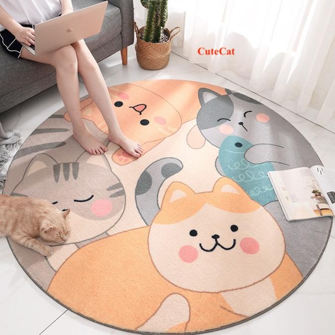 KARPET BULU BULAT MODERN MINIMALIS LUCU KOREA DIAMETER 100CM