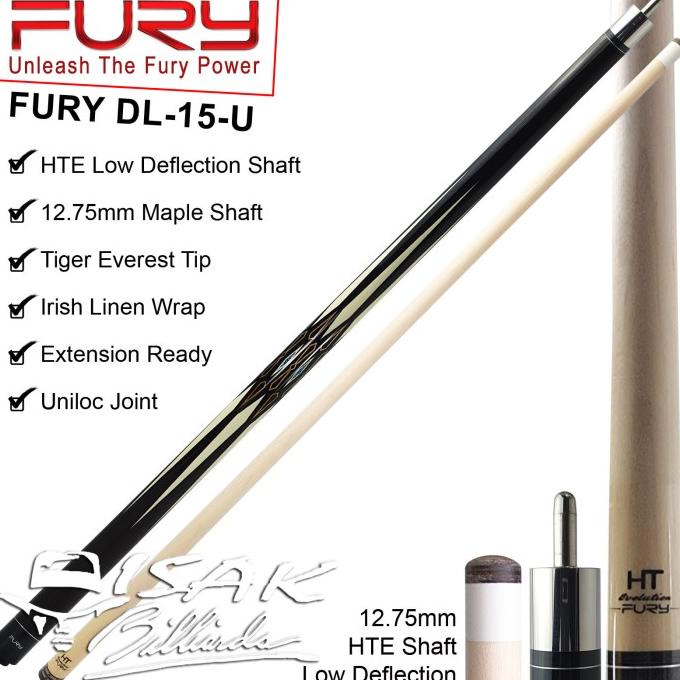 Fury DL-15 Maple Pool Cue - 13 mm - Billiard Stick Stik Biliar Bilyar
