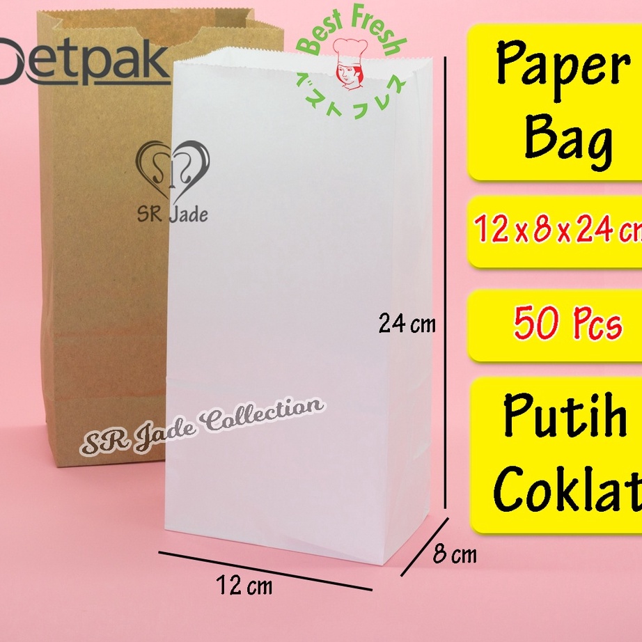 

✲Promo [50 Pcs] Paper Bag Kantong Kertas Kantong Roti Fried Chicken Snack Kantong Kemasan Detpak Best Fresh ~ SR Jade D44 ✸