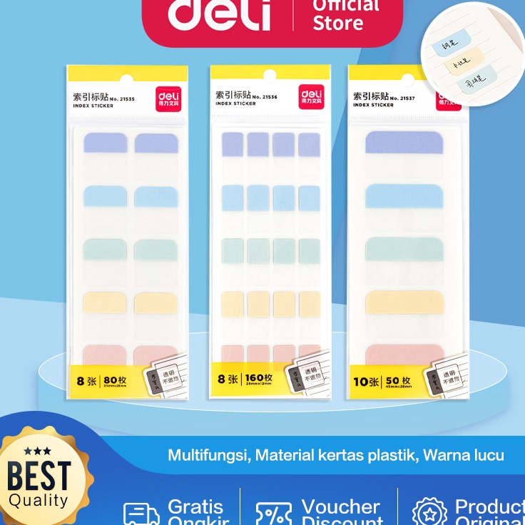 

Produk↑ Deli Index Tab / Penanda / Pembatas Halaman Kertas Plastik 2153X L63 ✥