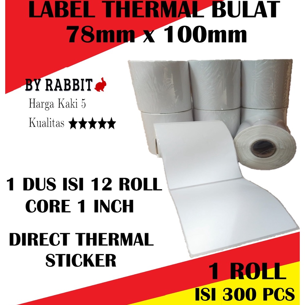 

[PROMO VIF5] LABEL THERMAL 78 X 100 KERTAS STICKER BARCODE 78x100 mm Isi 300 Pcs 42