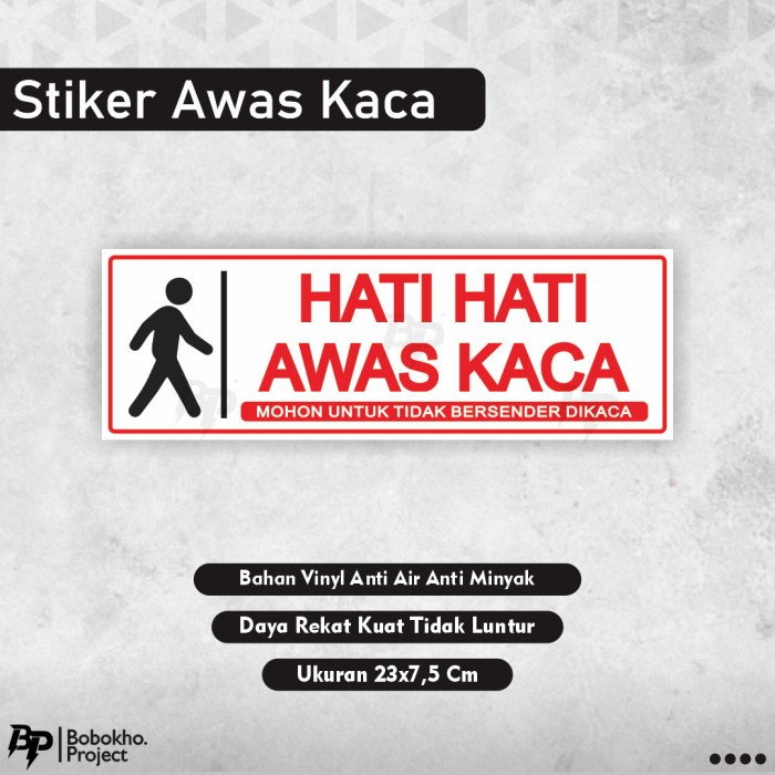 [Ready] Stiker Awas Kaca / Sticker Hati Hati Awas Kaca / Stiker Kaca [N9M8]