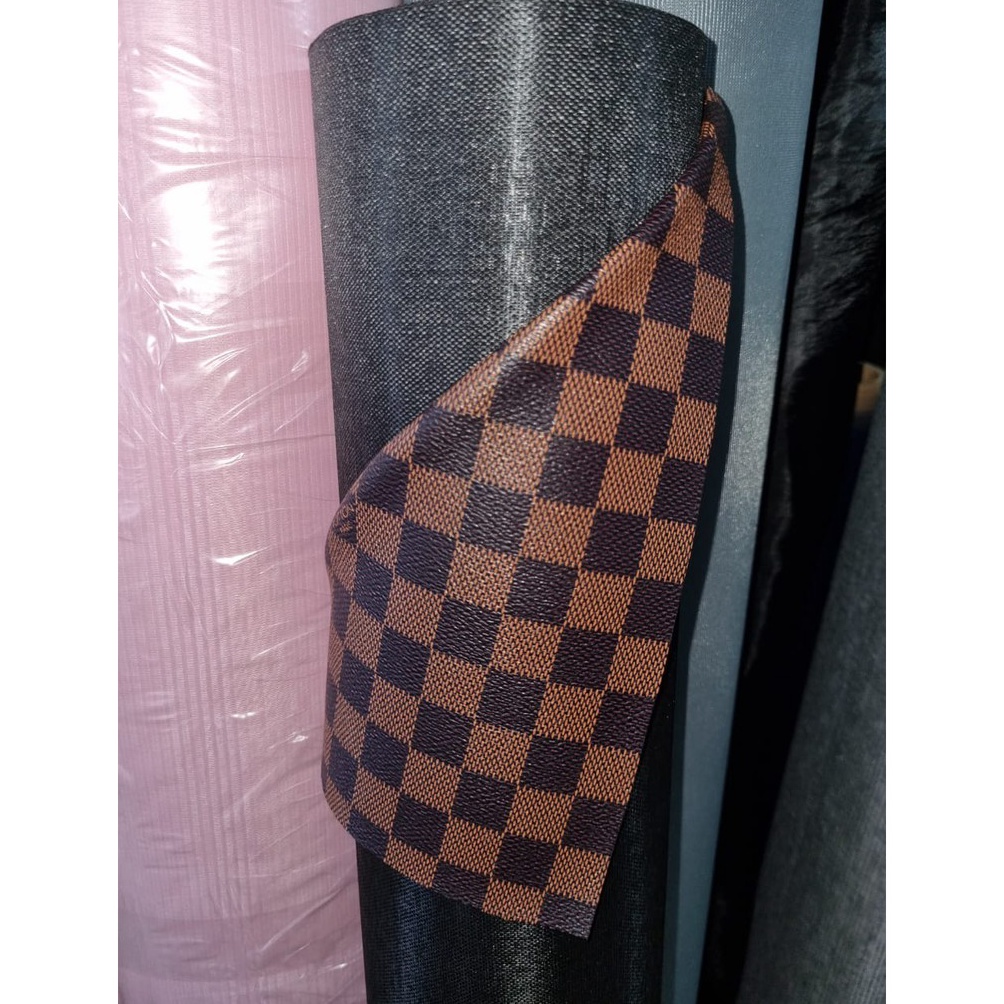 ☍Dijual Murah BAHAN KULIT SINTETIS TAS LV CATUR LEBAR 1.4M JUAL PER 1/2 METER N86 ➼