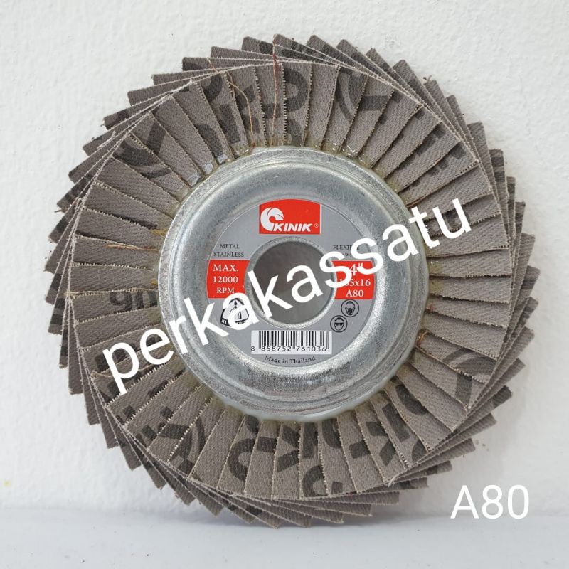 FLAP DISC 4" INCH KINIK KLINGSPOR A80 AMPLAS SUSUN STAINLESS STEEL