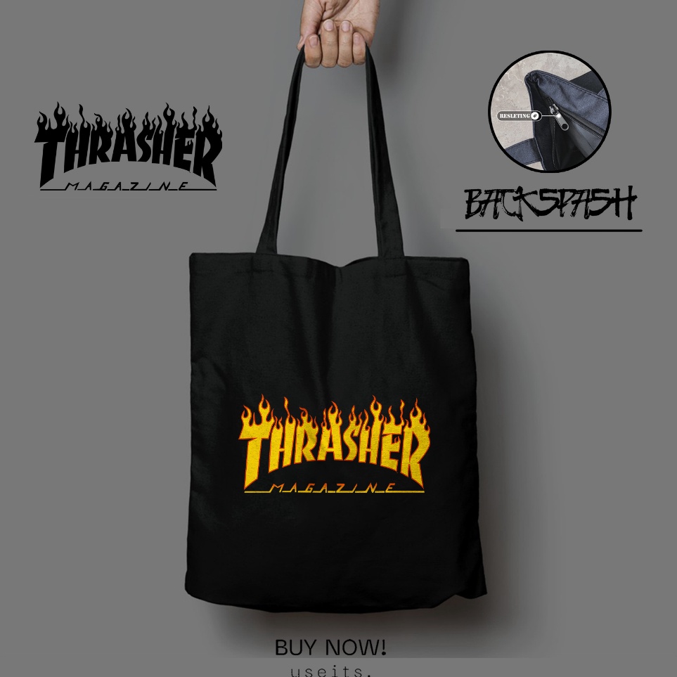 Diskon Gede7o2Nc Tas Totebag Thrasher Skate Street Wear Pria Wanita