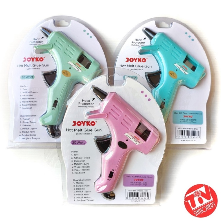 

Produk Premium.. Hot Melt Glue Gun / Lem Tembak Joyko 20W (kecil) Pastel dengan Saklar ZHS