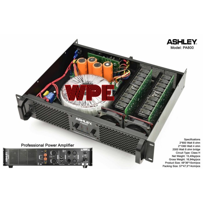 power amplifier ashley pa800/ashley pa 800 original 2channel