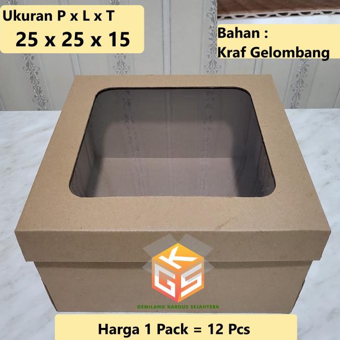 12pcs Box Kue Tart Kotak Kardus Dus Kue Mika 25X25X15