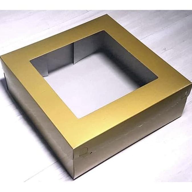 Dus Kaca Mas 22x22 x7.5 / 10 pc / Kardus Kue Dus Gold 22 x 22