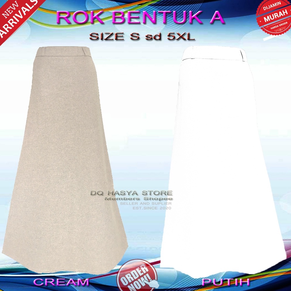 MENARIK Rok Model A Panjang Putih  Formal Kerja Kantor / Rok A-line Maxi Muslim Jumbo