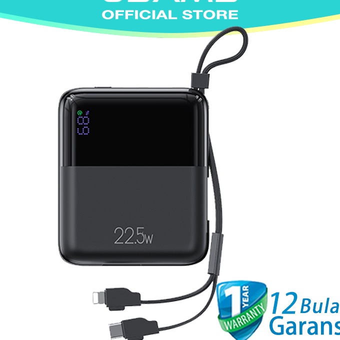 (D/➤LZ✔] USAMS Official Original PB69 QC/ PD LED Powerbank Fast Charging Type c / Micro USB  22.5W 1