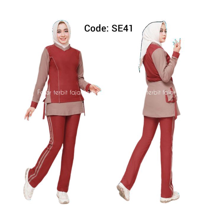 ➬ setelan baju olahraga senam aerobic COD  baju olahraga muslim stetelan olahraga wanita dewasa celana rok dewasa celana olahraga panjang kantong ✸ (Ready Stock)