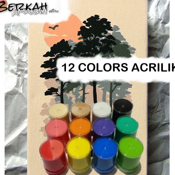 

(✉O/0H㊖> cat lukis acrylik 1set 12warna siapp.dikirim.