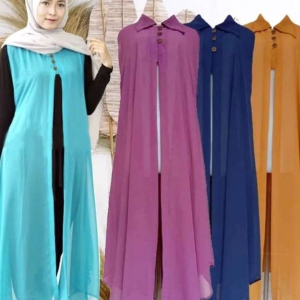 [P-K➛➛P> Long Outer Cardigan Kardigan Gardigan Wanita Panjang Fashion Muslim Kekinian Terbaru Tanpa 