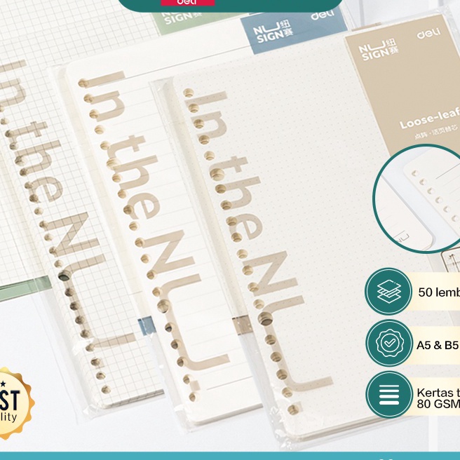 

[H-U❦❤5) Nusign Loose-leaf Notebook Refill / Isi Binder A5 B5 Garis Grid Dot 50 Lembar NS31X/ siiap.dikirim.!!