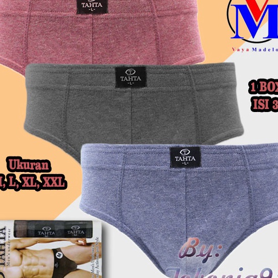 Diskon!! 3PCS Celana Dalam Pria Madelon Briefs Tahta Tuton - Celana Dalam Pria Model Brief Tahta Art