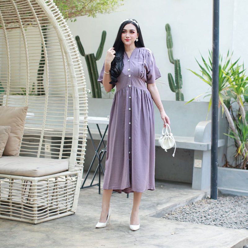 NIKITA DRESS SMOK RAYON PREMIUM LD 110 MODEL TERBARU / DASTER RAYON POLOS / DASTER KERUR DADA / DAST