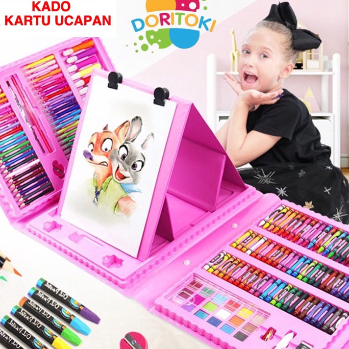 

Stock Banyak Doritoki 208pcs Crayon Anak Pengasah Set Alat Menggambar Melukis Anak-anak Crayon Cat Air Pensil Buruan Beli