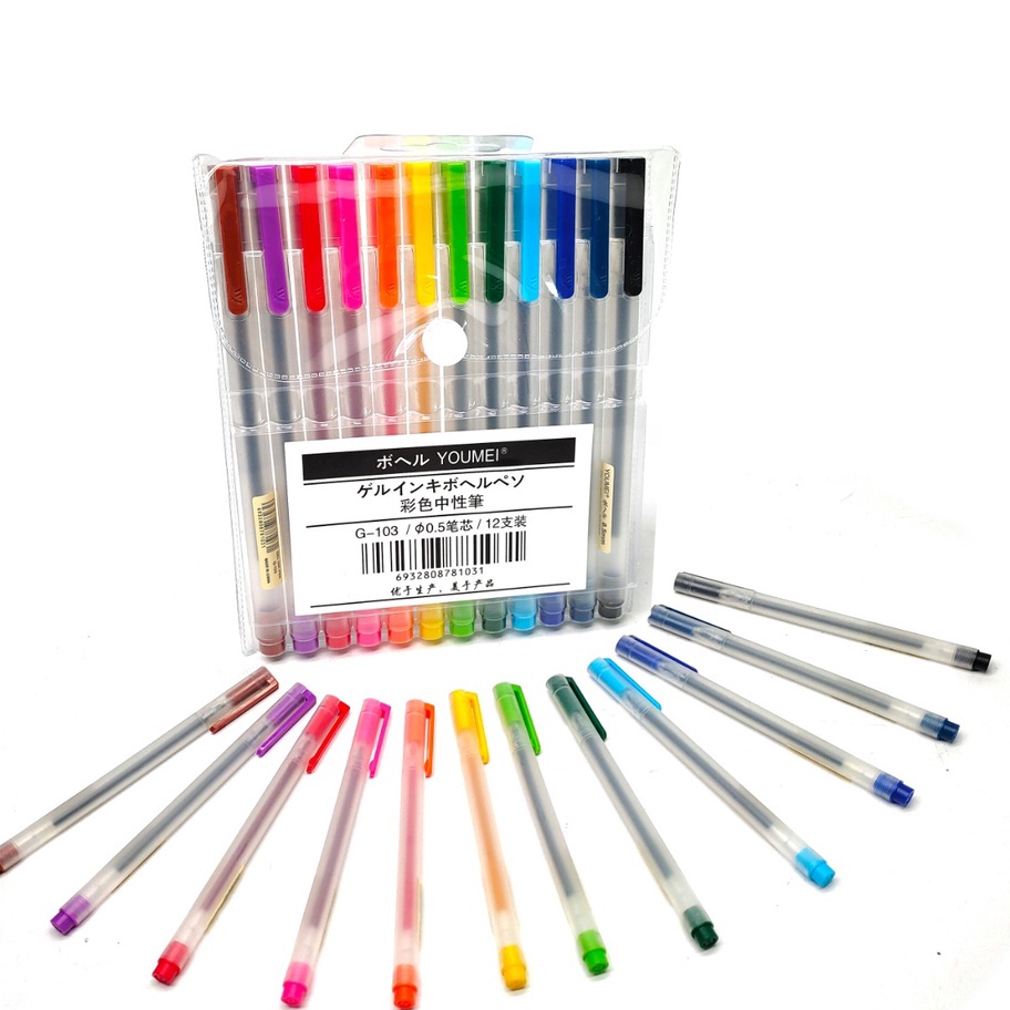

(A8❣/F☆] Pulpen gel 12warna / 12pcs pulpen gel warna warni / Pulpen YOUMEI G103/ terviral!