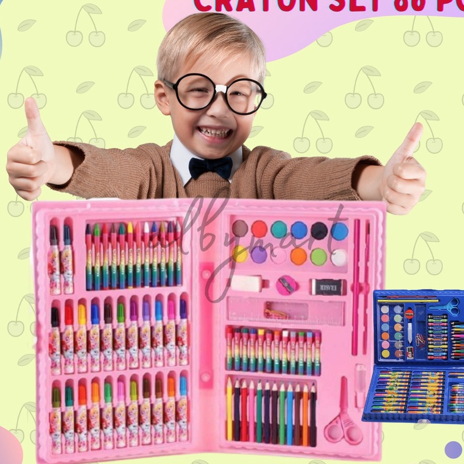 

[RS✮/P☆) Colouring Set 86 pcs Pensil Warna Crayon set Stationary Kado anak/ pasti.dikiriim..!