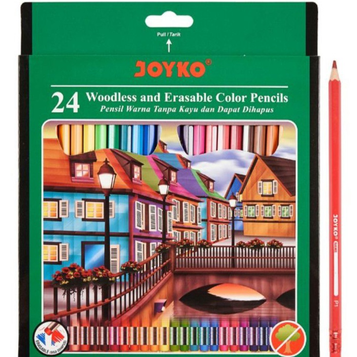 

[KQ✪/Q✉> Pensil Warna Joyko Bisa Dihapus 24 Warna Panjang- muurah.!