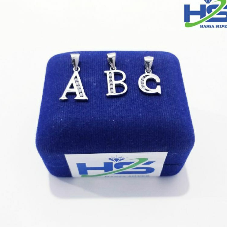 Clearance saleQq7Q1 Liontin Perak Asli Silver 925 Lapis Emas Putih Liontin Huruf Alfabet