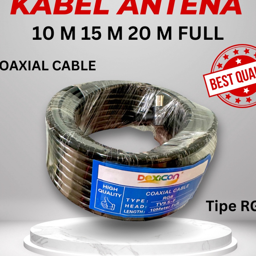 (D-C➤♪1> KABEL ANTENA 10 Meter 15 Meter 20 Meter RG6 ANTENA TV COAXIAL CABLE/KABEL COLOKAN ANTENA KA