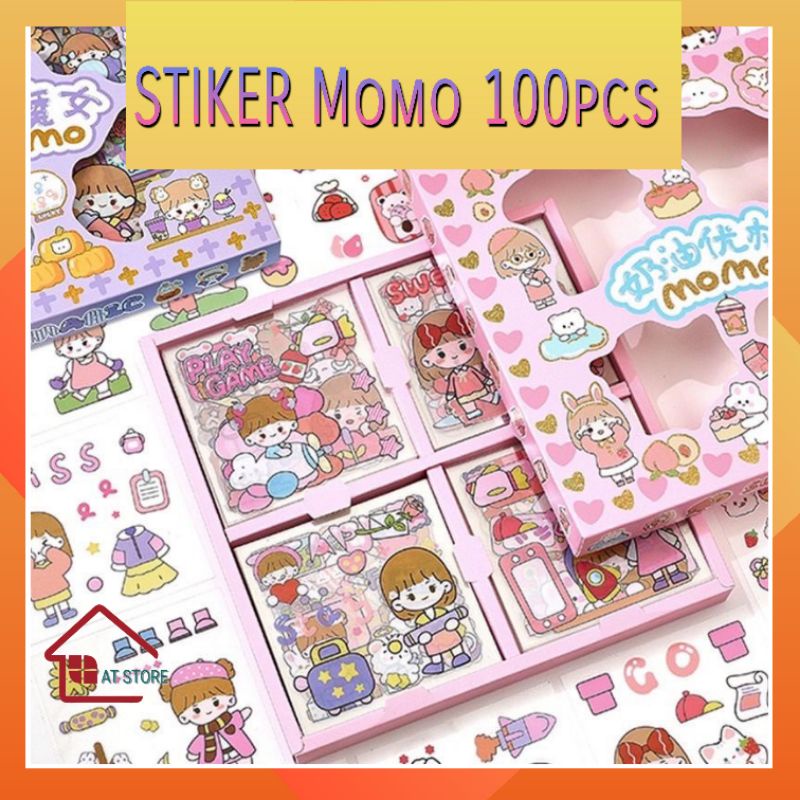 

Stiker Aestethic Botol Karakter Anak Momo Seri Korea 100pcs