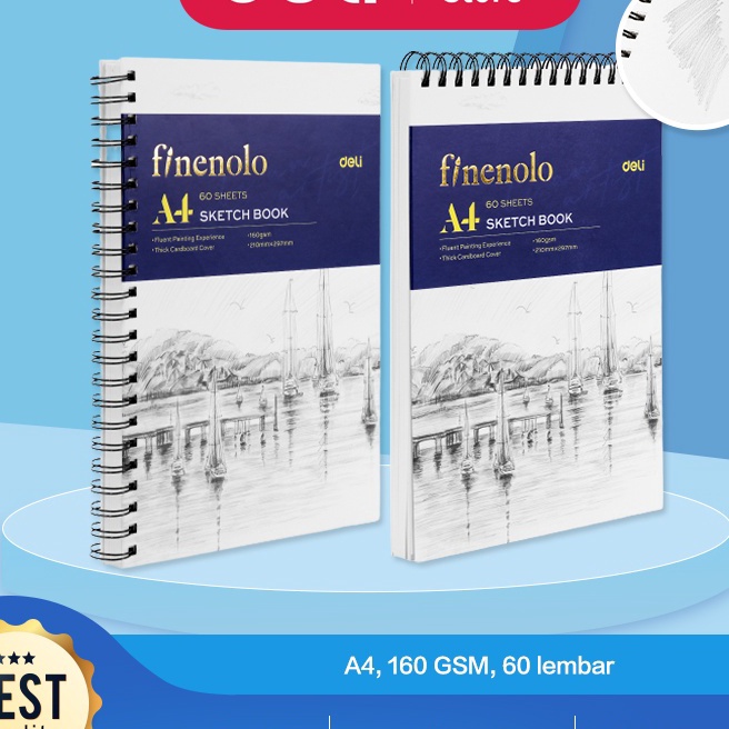 

(☞☑BL.B] Deli Sketch Book / Buku Gambar Sketsa A4 160GSM 60 Lembar EC27X -amanahh.!