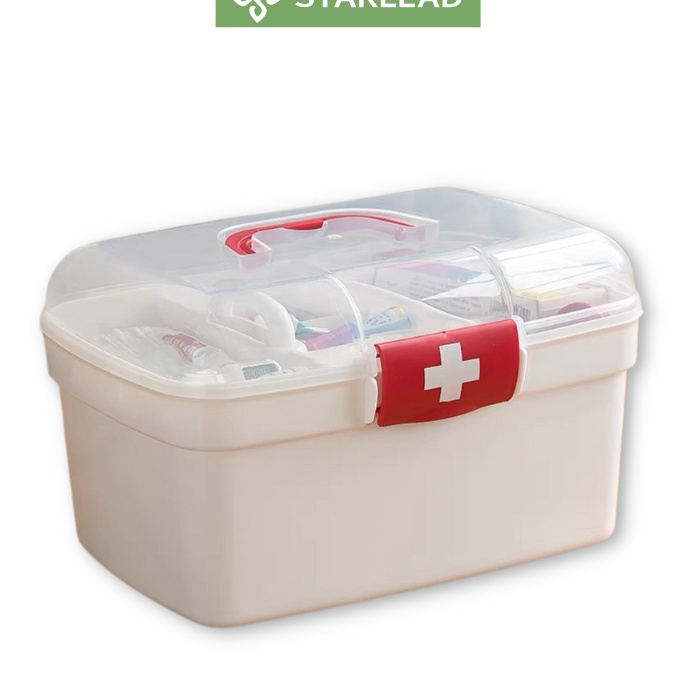 NMRS2667 Ready Stok  STARLEAD Kotak Penyimpanan Obat/Kotak P3K/First Aid Kit Box 2 Tingkat