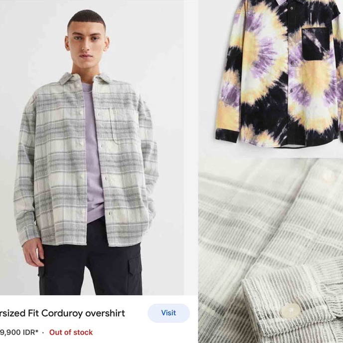 Harga Heboh HnM Oversized Fit Corduroy Overshirt.