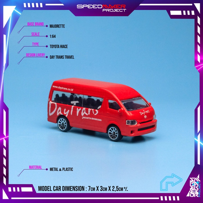 FLASH SALE MAJORETTE CUSTOM TOYOTA HIACE DAY TRANS TRAVEL DIECAST MOBIL 1/64 TERLARIS