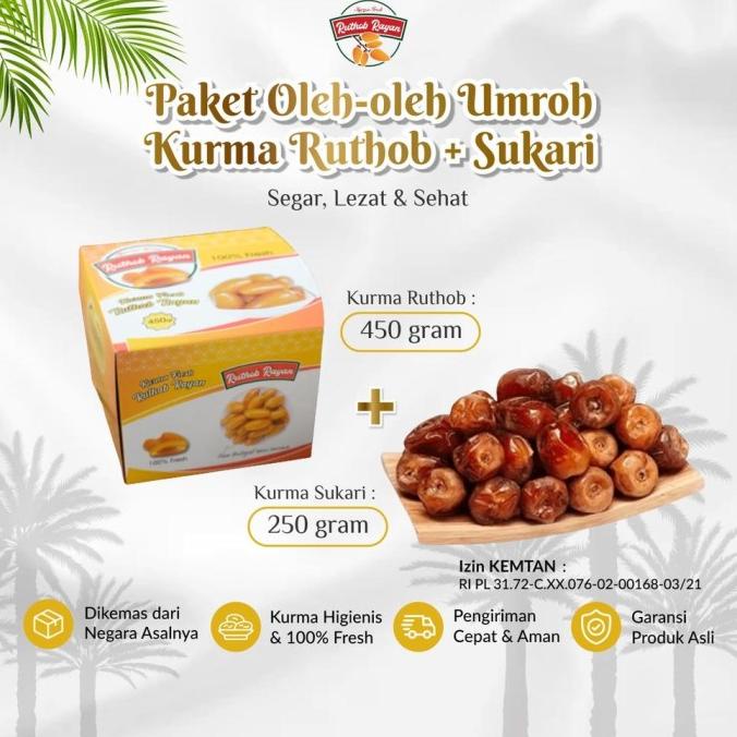 

PAKET UMROH ( 450GR + SUKARI 250GR) KURMA PREMIUM RAYAN ASLI 100% FITRARAMADAN66