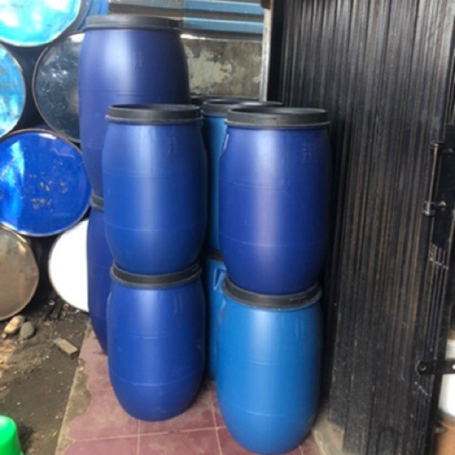 Terlaris Populer Drum Plastik Air / Tong Sampah 60 Liter / Tong Biru