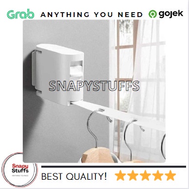 Jemuran Dinding Tembok Gantungan Baju Tarik Portable Tempel Dinding