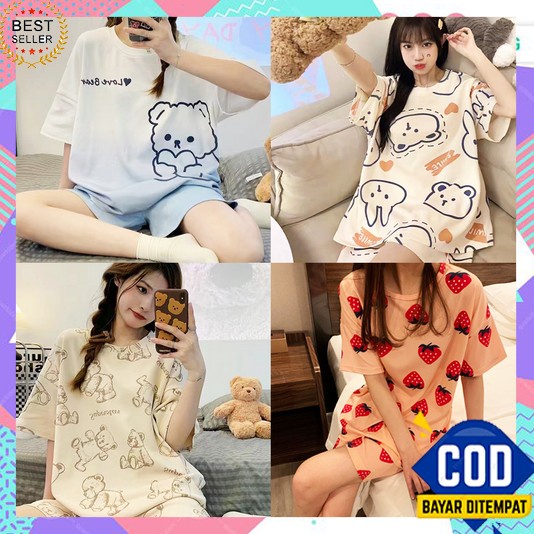 Piyama Wanita Lengan Panjang Dewasa 2023 Pendek Korean Style Set Daster Celana Busui Kekinian Oneset