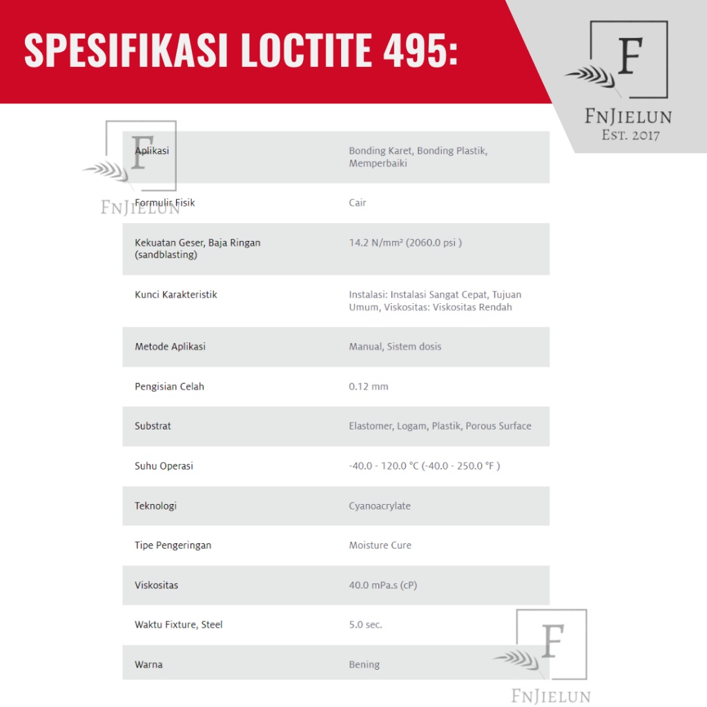 

Loctite 495 Lem Instant Serbaguna 20G