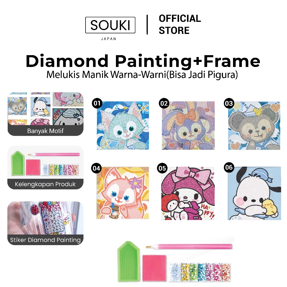 

[CODE BARANG 203RGH] Souki - Sticker Diamond Painting Kit Dapat Bingkai Frame 18x18 cm/ Stiker DIY Melukis Manik Beads/ Mainan Edukasi Anak Grosir lagi