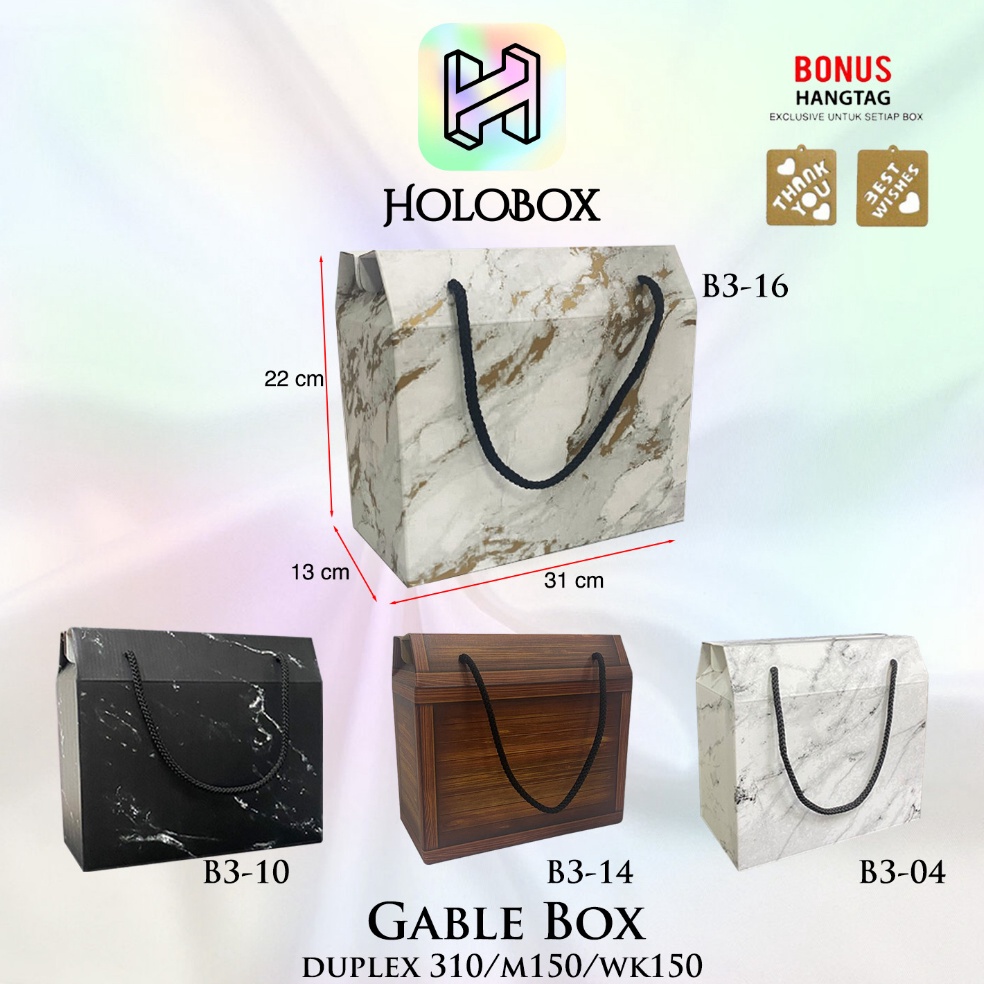 

[CODE BARANG 711JOE] Gable Box / Kotak Kado / Dus Tentengan / Packaging / Toples Kue / Hampers / Uk.31x13x22 cm / B3-04 SWG
