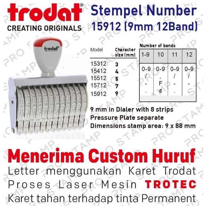 

Bestseller Stempel Manual Angka 12 Digit 9Mm / Trodat 15912