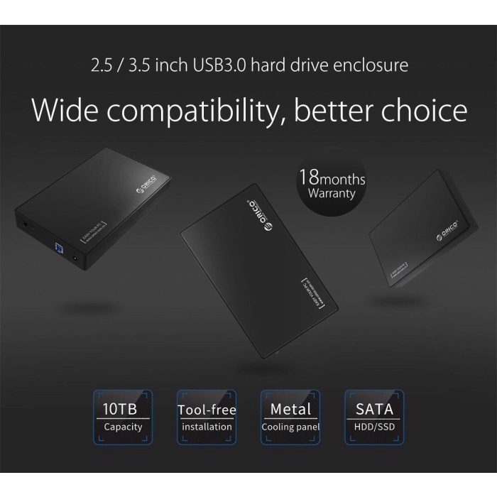 Casing Ssd Hdd External Orico 3.5 Sata Usb 3.0 Enclosure 3588Us3 3588